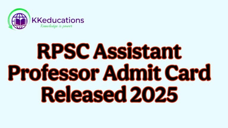 RPSC Assistant Professor Admit Card Released 2025