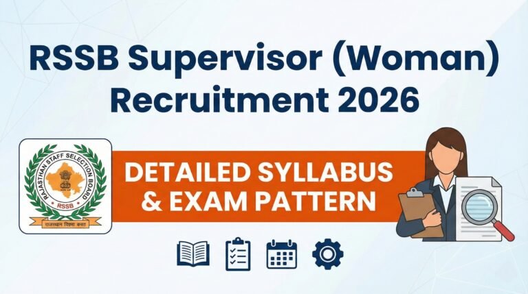 RSSB Supervisor (Woman) Recruitment 2026: Detailed Syllabus and Exam Pattern
